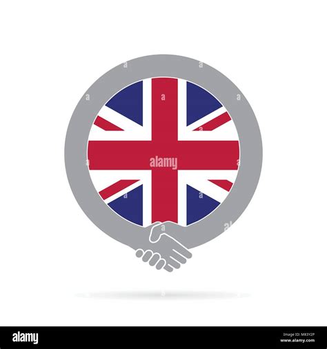 Great Britain Flag Handshake Icon Agreement Welcome Cooperation