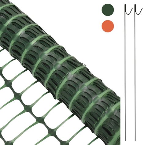 Woodside Green 1 X 25m Plastic Barrier Mesh Fence Netting With 10 Metal