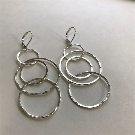 Sterling Silver Interlocking Circle Earrings Multi Hoop Etsy In 2021