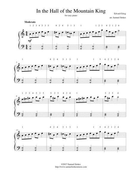 In The Hall Of The Mountain King For Easy Piano Arr Samuel Stokes