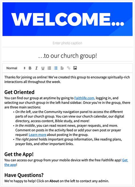 Create A Welcome Message For Your Church Group Logos Help Center