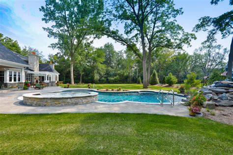 Naperville Il Freeform Swimming Pool With Raised Hot Tub Traditional