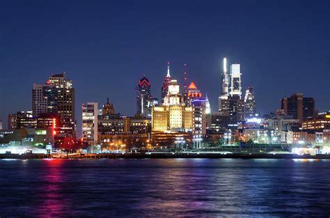 Cityscape At Night View Of Philadelphia Photograph By Bill Cannon