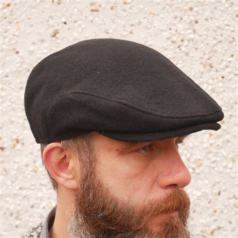 Traditional Irish Tweed Flat Cap Black 100 Wool Padded Etsy