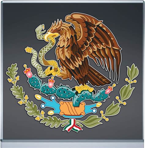 Escudo Mexicano Mexican Aguila Calcomania Sticker Colores Eagle Emblem