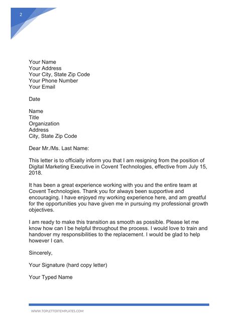 Official Resignation Letter Template Free Word Pdf Format Download Bank Home Com