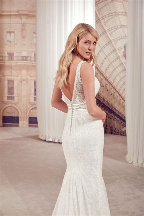 Brautkleid drafne, niedrige zurück hochzeitskleid, täuschung spitze lange ärmel. Milano by Eddy K - Brautkleid MD307 | Brautmode ...