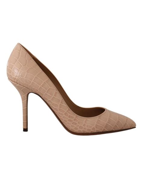 Dolce And Gabbana Nude Leather Bellucci Heels Pumps Shoes In Metallic Lyst