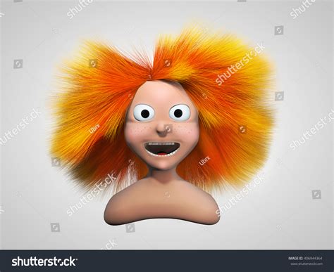 Redhead Girl Character 3d Illustration Redhaired Stock