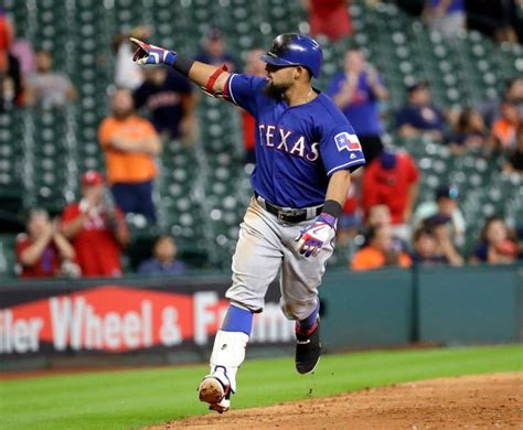 Rougned Odor Points To The Dugout As He Runs The Bases After Hitting A