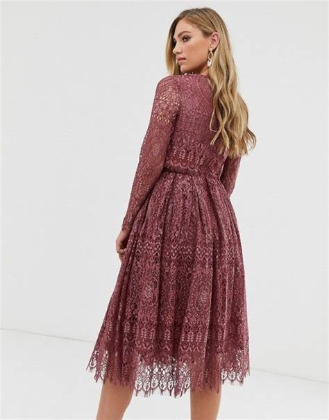 ASOS DESIGN Lace Long Sleeve Midi Prom Dress ASOS Prom Dress Trends