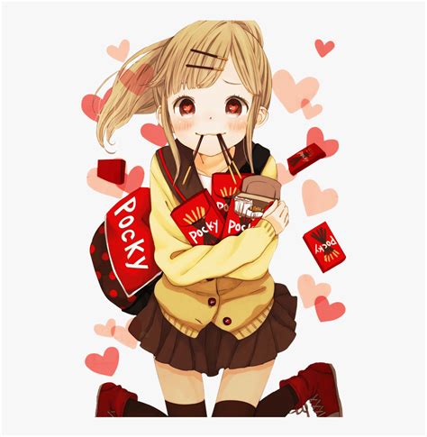 Transparent Pocky Png Anime Girl Eating Pocky Png Download Kindpng