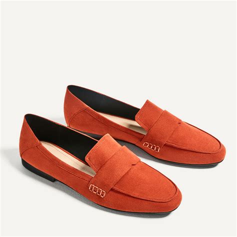 Zara Nwot Orange Suede Flats Women Shoes Loafers Zara Shoes