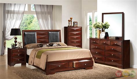 Man's chest(four smaller drawers on top. Leona Contemporary Cherry Platform Bedroom Set with Full ...