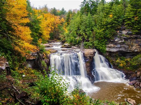 Autumn River Waterfall Rocks Ten Trees Nature