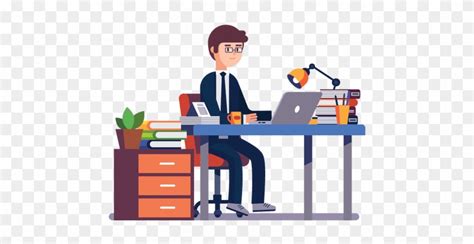 Problogger Office Desk Man Working In Office Clipart Free