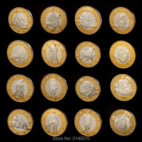Mix 16 Pcs Set Sex Souvenir Coins Replica Gold Coin Classic Euro Decorative Metal Crafts Coin