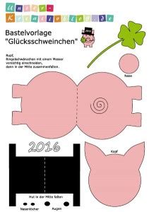 Einfach zuerst in originalgröße ausdrucken und dann die türhöhe messen. Bastelvorlage zu Sylvester: Glücksschweinchen | Unser ...