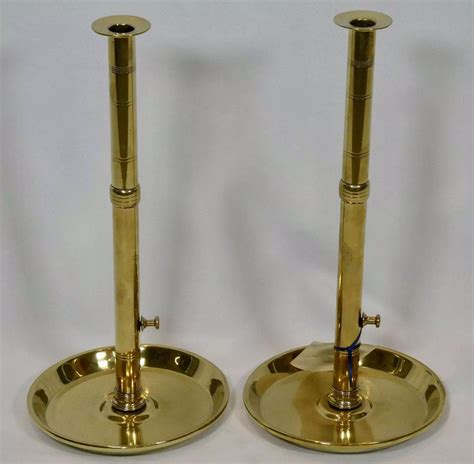 Pair Of 19th Century Brass Pulpit Candlesticks In Antique Brass Other