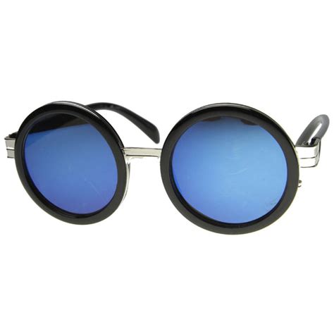 large round frame with metal accents retro sunglasses zerouv