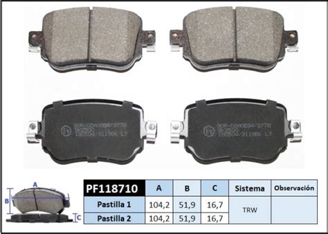 Pf Jgo Pastillas Freno Tras Auto Mjm Spa