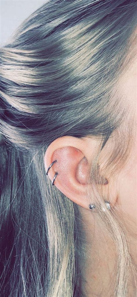 Double Helix Ear Peircing Ear Peircings Helix Ear Double Helix Piercing
