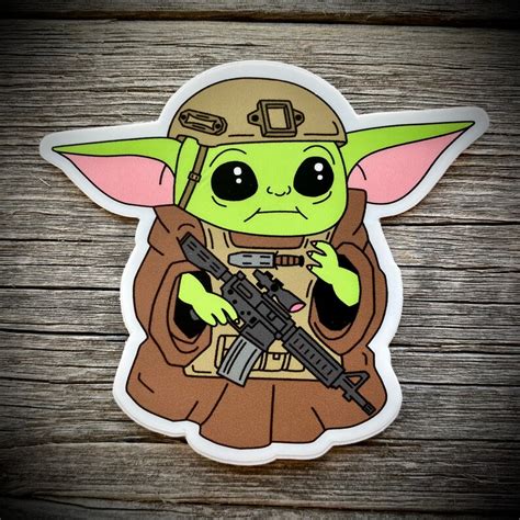 Tactical Baby Grunt Vinyl Sticker Grogu Baby Yoda Etsy
