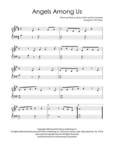 Angels Among Us Sheet Music Alabama Easy Piano