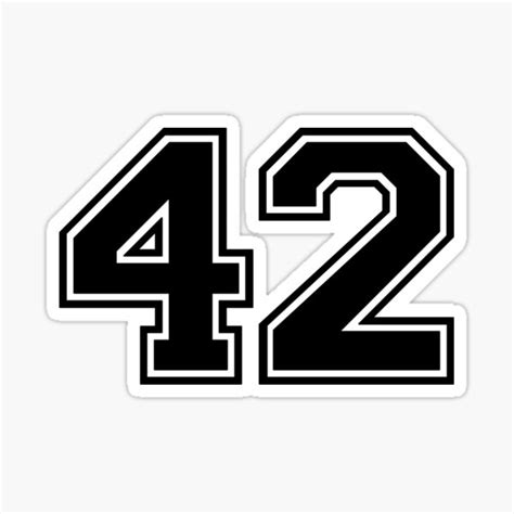 Varsity Team Sports Uniform Number 42 Black Sticker For Sale By