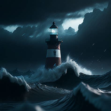 Krea Ai Lighthouse In The Stormy Sea Epic Atmosphere Styl