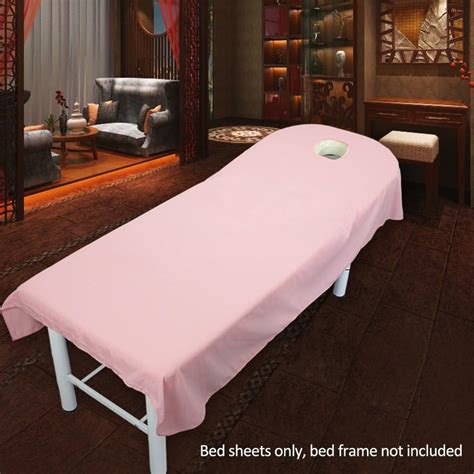 emvanv drap housse en éponge avec trou pour table de massage et soins spa ou de beauté rose
