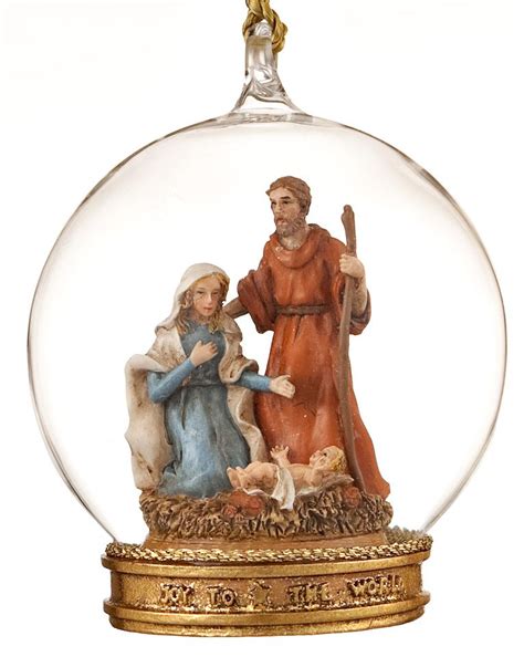 Christmas ornaments are one of the most common christmas decorations used for the holidays. Resin holy family in glass dome ornament from http://www ...
