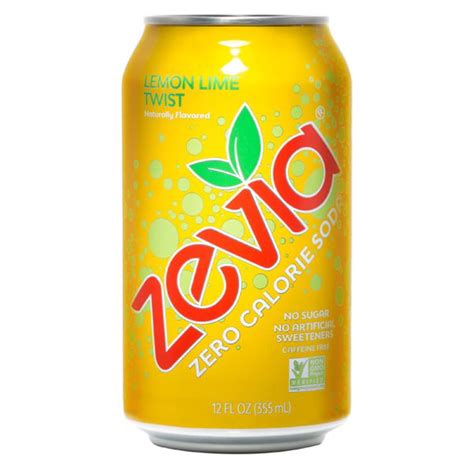 Zevia All Natural Lemon Lime Twist Zero Calorie Soda 12 Oz Cans Pack
