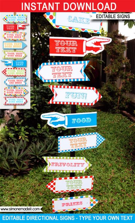 Buy Carnival Signs Direction Arrows Printable Carnival Party Online In