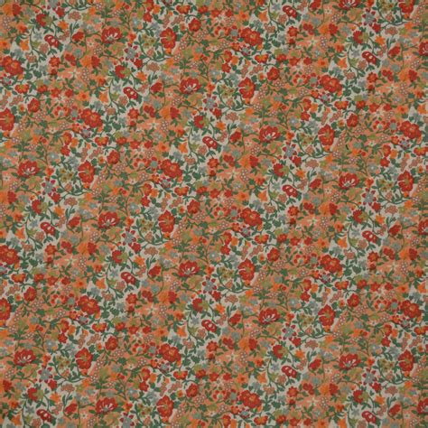 Cotton Lawn Fabric Peach 50s Floral Liberty Style
