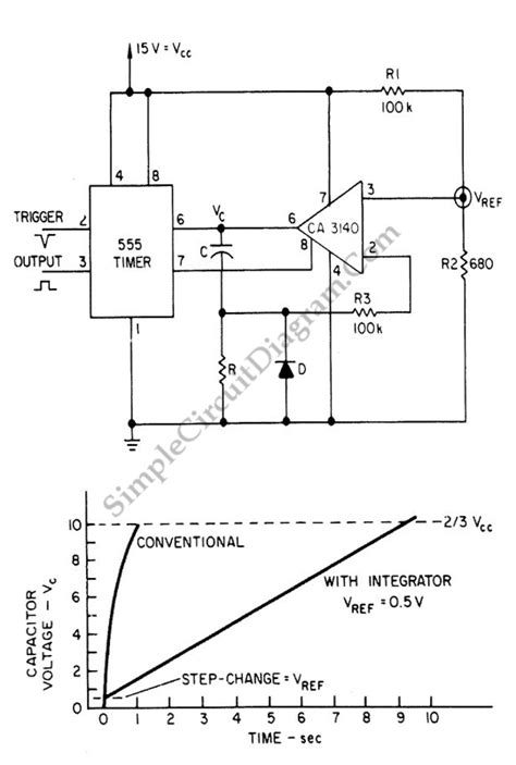 Extending 555 Timers Delay With Integrator Simple Circuit Diagram