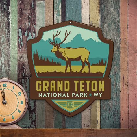 Metal Emblem Sign Np Grand Teton National Park Anderson Design Group