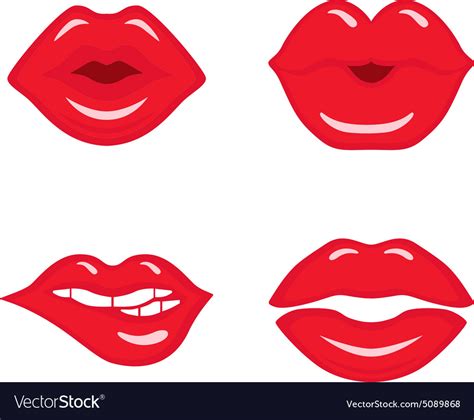 Red Lips Kissing Set Royalty Free Vector Image