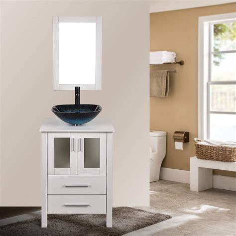 24 Inch White Bathroom Vanity And Sink Combo Stand Cabinet With Mirror