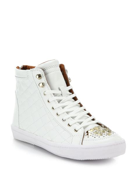 Lyst Rebecca Minkoff Sandi Perforated Leather High Top Sneakers In White
