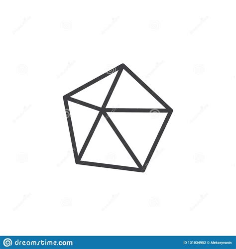 Dodecahedron Geometrical Figure Outline Icon Stock Vector