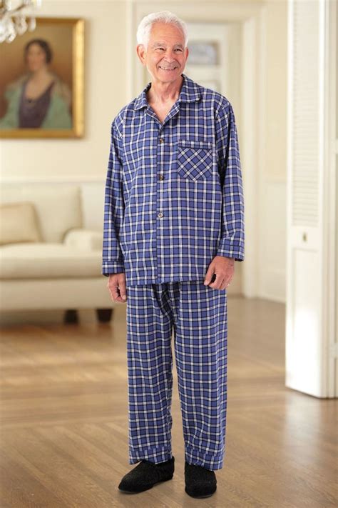 Mens Flannel Pajamas Velcro® Front Adaptive Clothing For Seniors