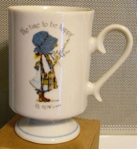 vtg 1976 holly hobbie porcelain coffee mug graphic cup time to be happy is now mugs holly