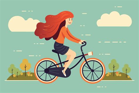 Beautiful Girl Riding Bicycle Vector Illustration 25770257 Vector Art At Vecteezy