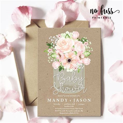 You will find in this category here you will find a unique collection of bbq shower invitations comprised of both brand names and in house created cards. Mason Jar Baby Shower Invitation | 5x7 | Editable PDF ...