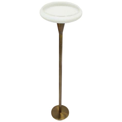 Brass Bridge Floor Lamp With Hand Painted Scenic Glass Shade At 1stdibs