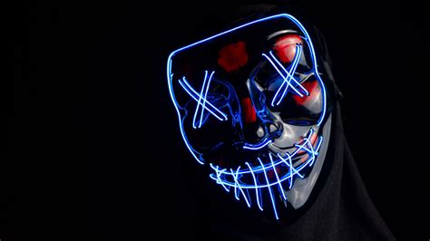 Download Wallpaper 1920x1080 Mask Anonymous Neon Face