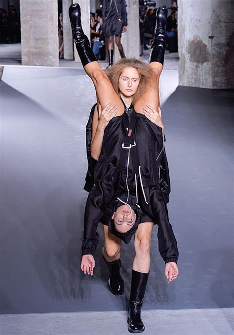 rick owens models wear each other down the runway and you won t believe the photos people