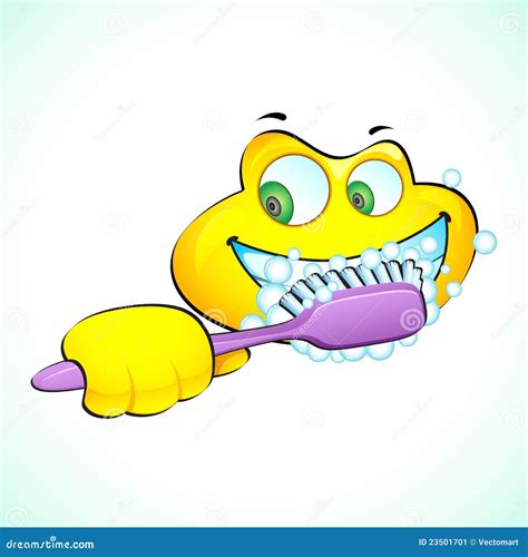 Smiley Face With Toothbrush Stock Vector Illustration Of Healthcare