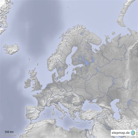 StepMap Europa ohne Beschriftung Landkarte für Europa